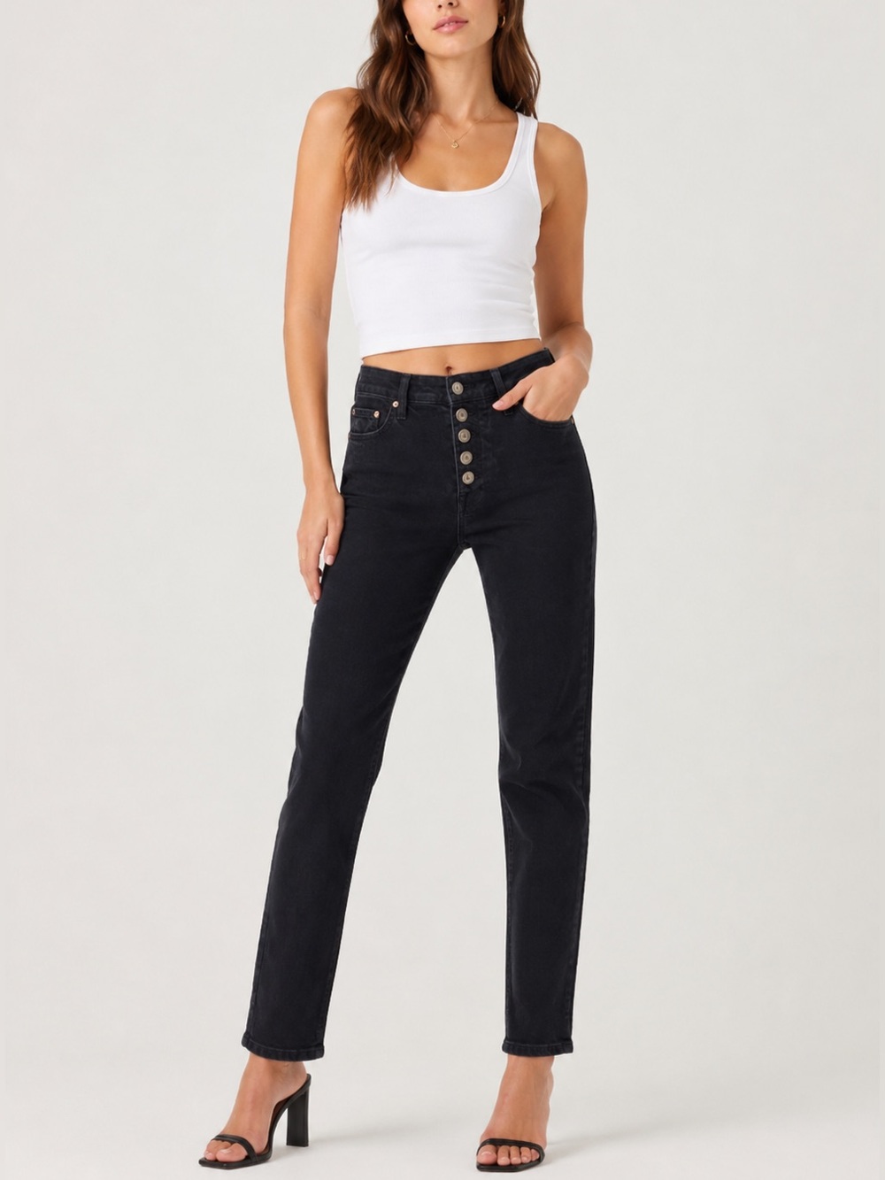 pistola High-Rise Black Button-Fly Skinny Jeans